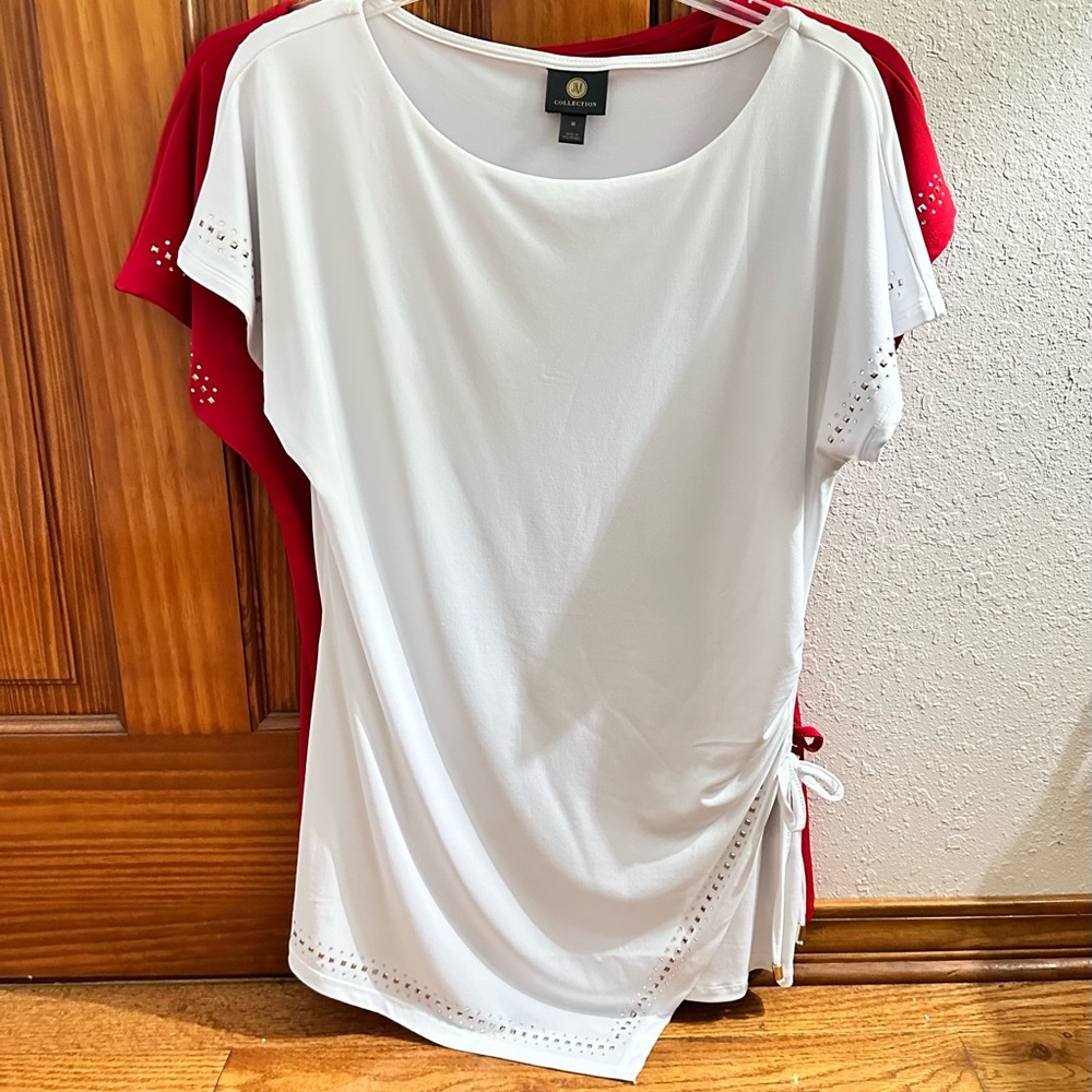 2- Women’s misses, size medium, JM collection.  One red, one white, polyester